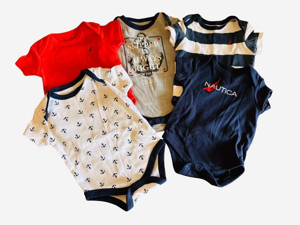 Nautica Baby Bodysuits Lot of 5 Short Sleeve Sailor Theme